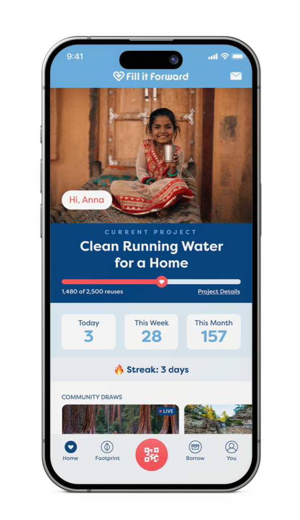 Fill it Forward giving app page
